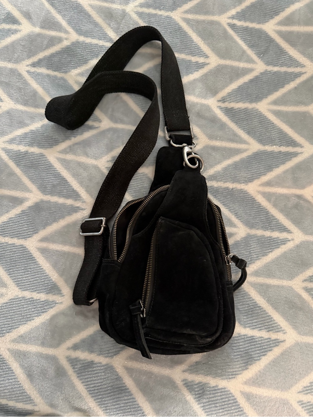 Free People Black Suede Crossbody Sling Bag